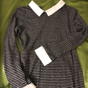 Grey and white collar dress